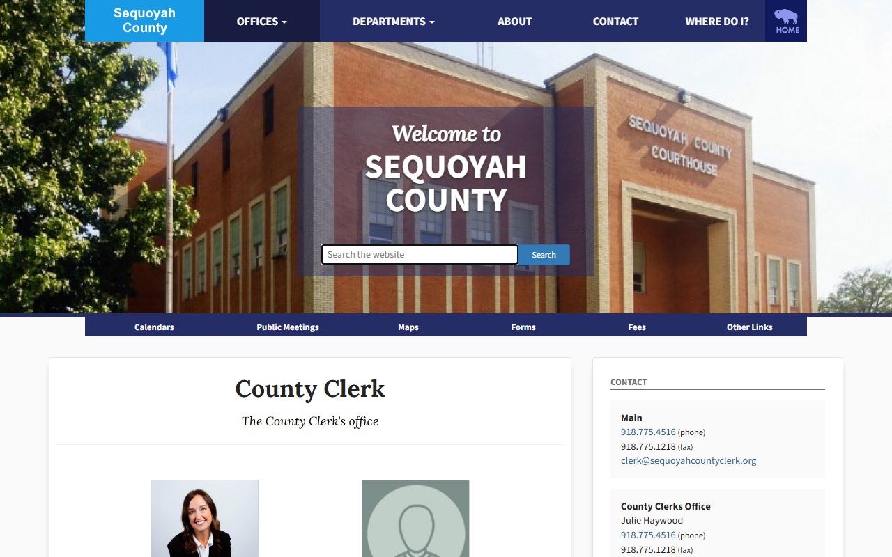 Sequoyah County Clerk recorder page showing land records distinct from court records