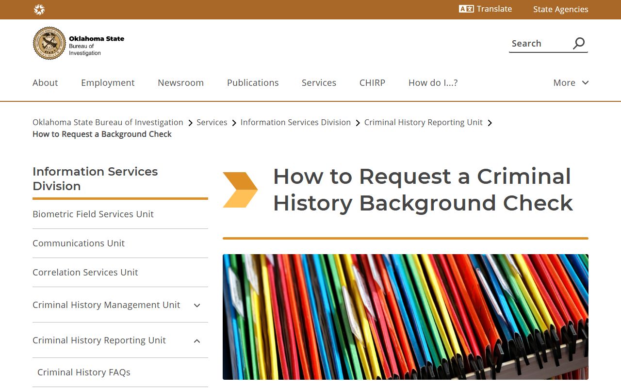 Sequoyah County criminal court records OSBI background check request instructions