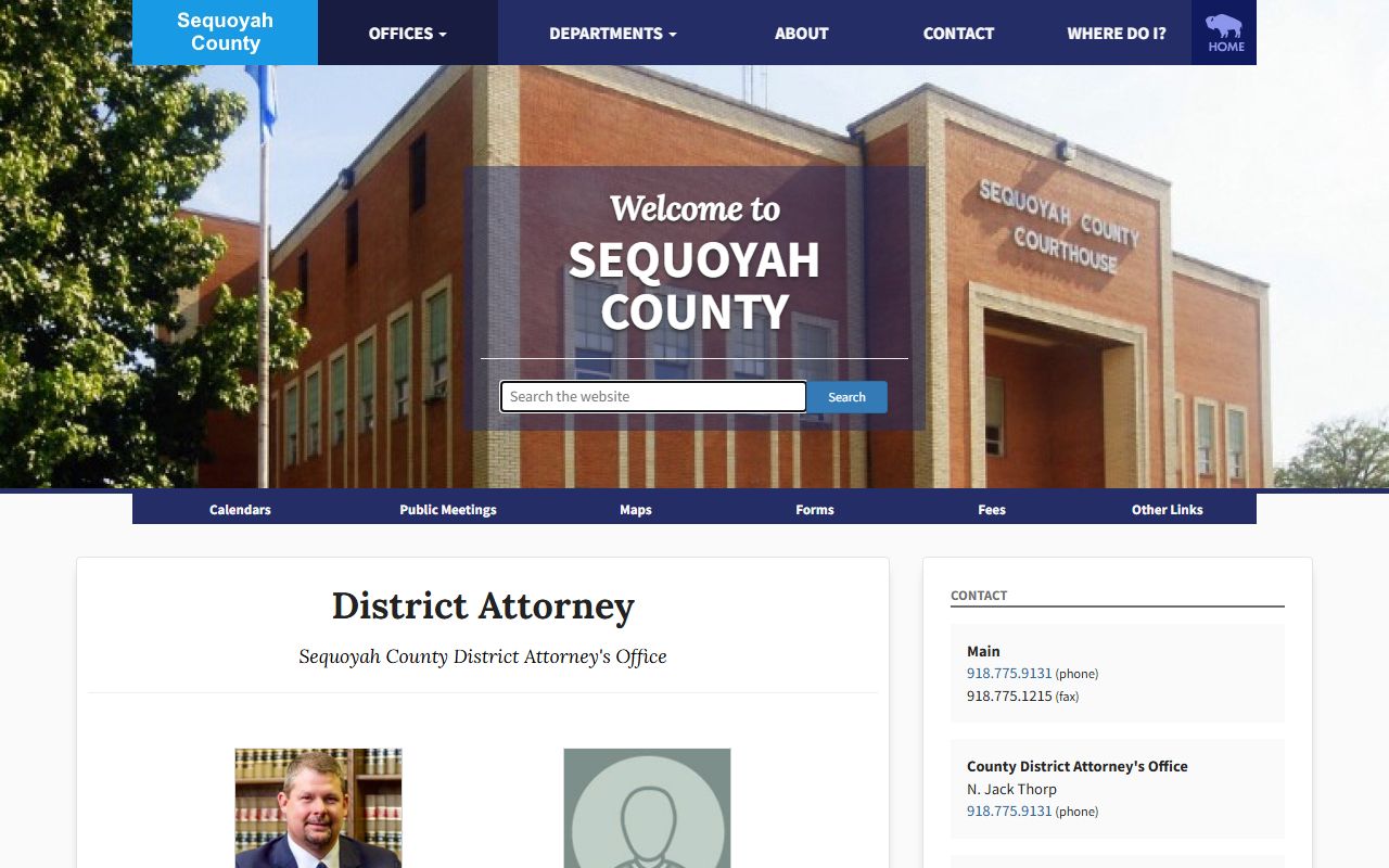 Sequoyah County District Court district attorney office and court records page