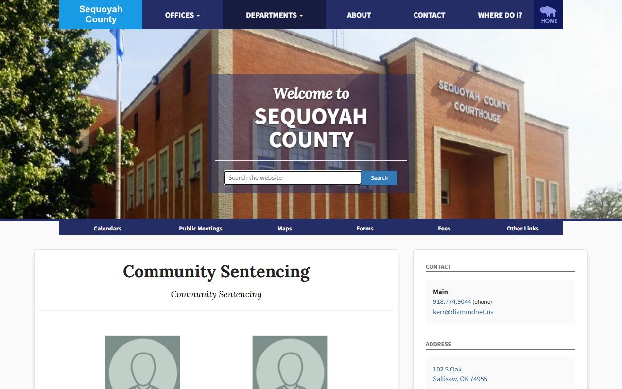 Sequoyah County District Court community sentencing program and court records page