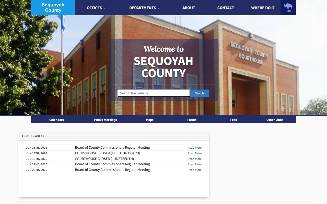 Sequoyah County official homepage with court and records links