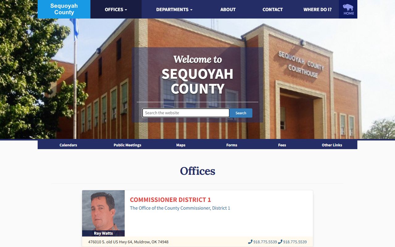 Sequoyah County office directory listing judges and court offices